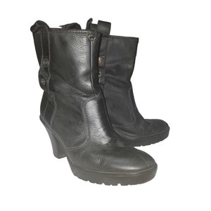 Ruco Line Pull On Chelsea Chunky heel rugged platform leather boots EU 40